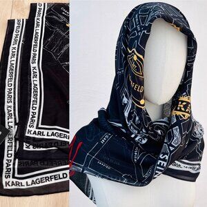 NWT Karl Lagerfeld Karls Paris Large Square Scarf 48 x 48 / Parisian Chic / Glam